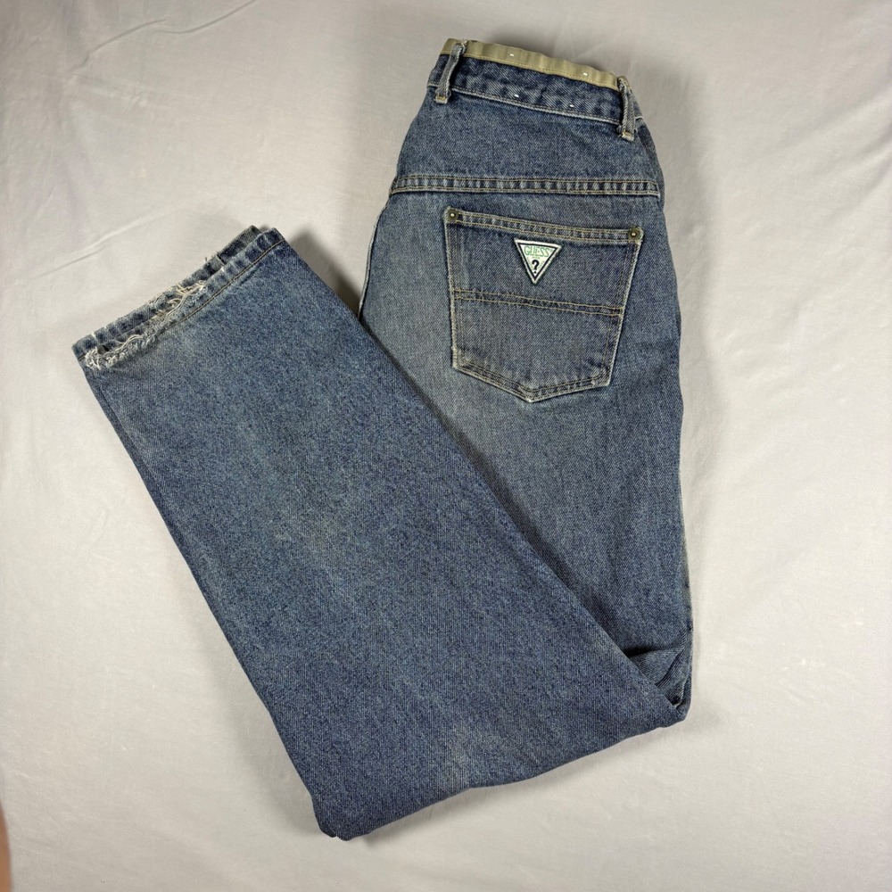 Vintage Guess Jeans Georges Marciano Mens 34 Blue Denim Contrast Trim USA 90s